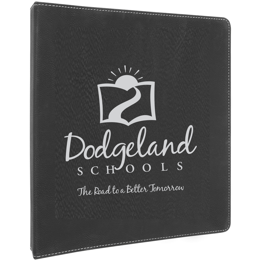 Dodgeland Black/Silver Laserable Leatherette 3 Ring Binder w/1" Slant Ring